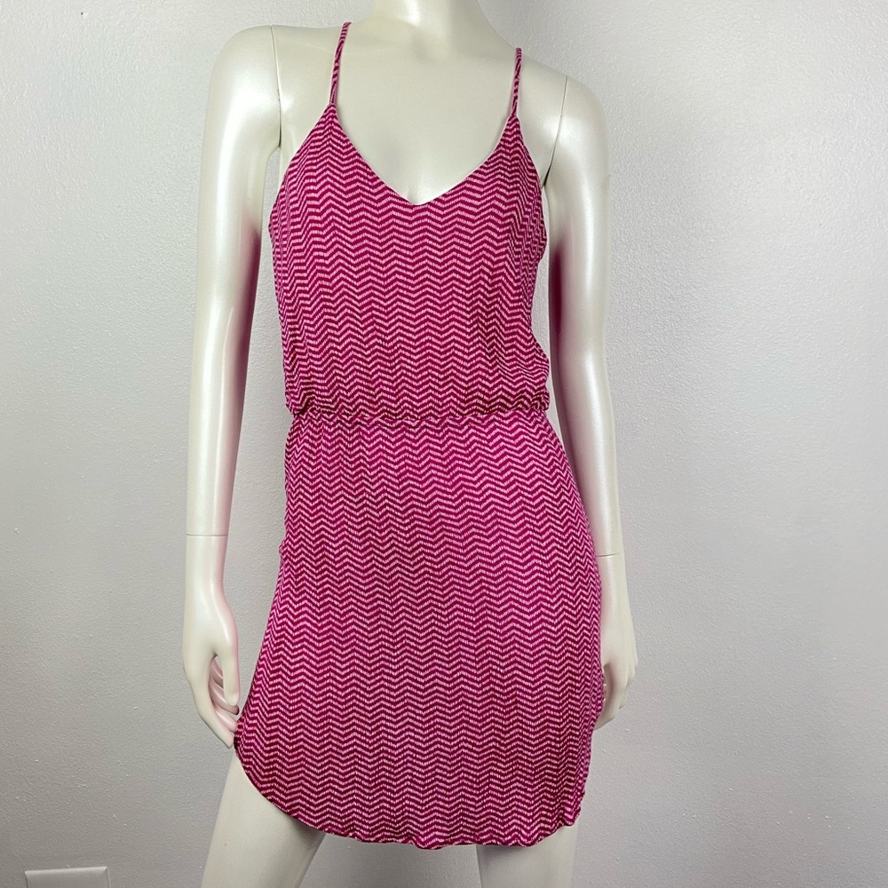 Renee C. Cross back mini dress pink and white